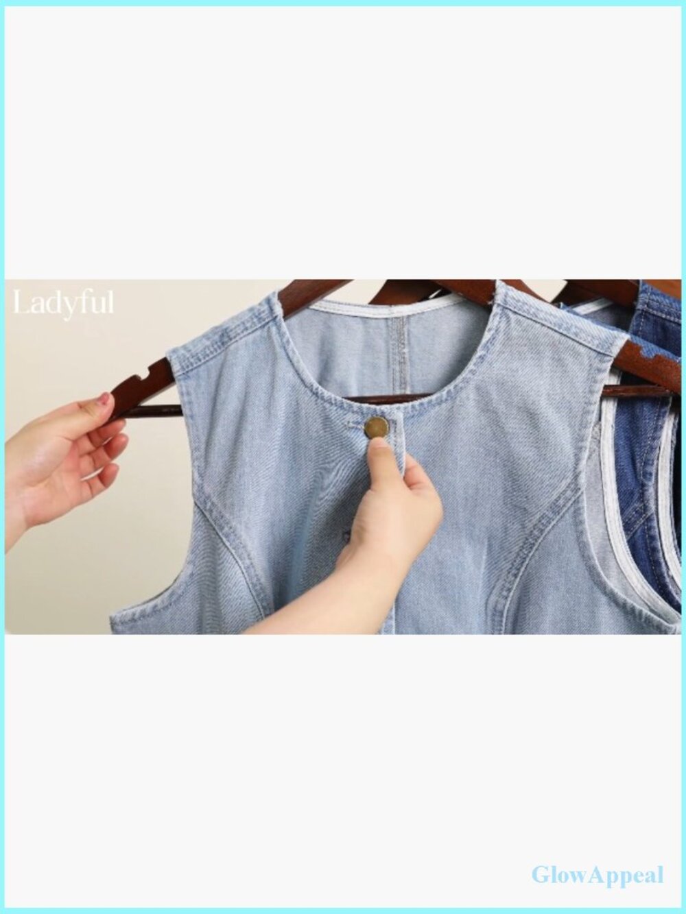 Sleeveless Denim Vest Top Button Down Western Cropped Jean Waistcoat - Picture 7 of 7